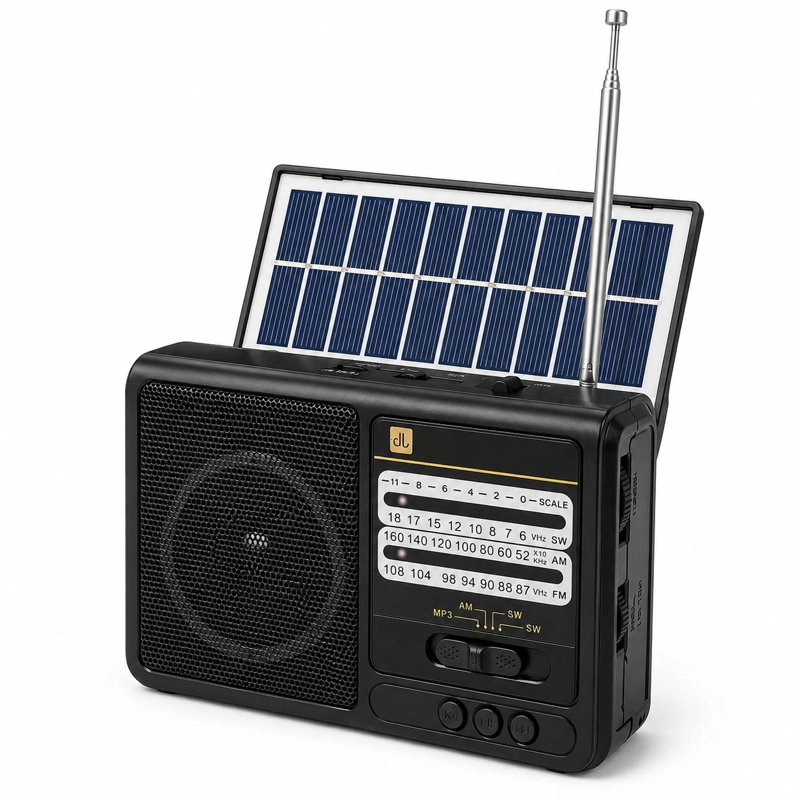 RADIO SOLAR RECARGABLE MULTIBANDA AM/FM/ SW/MP3/SD/ LINTERNA - 2