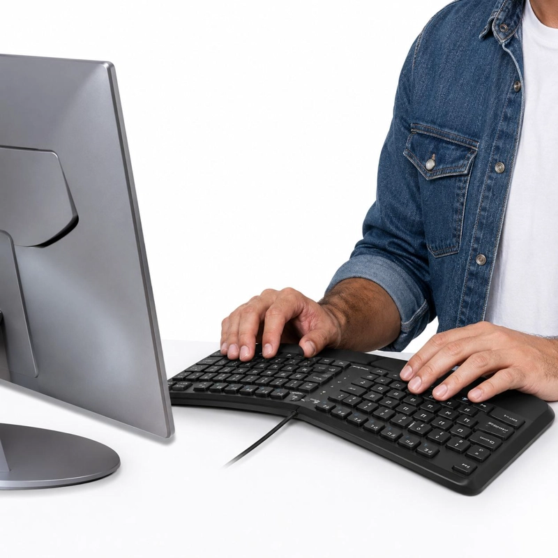 TECLADO ERGONOMICO CON APOYA MUÑECAS ENTERPRISE COPILOT AI - 8