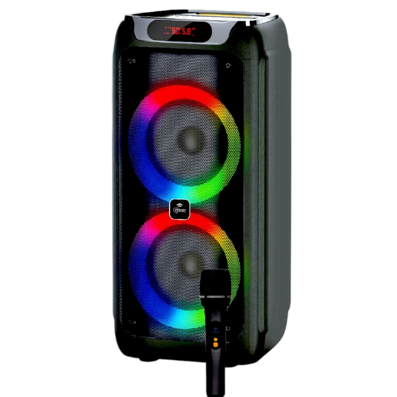 PARLANTE KARAOKE 10' FLAMING POWERBASS MICWIRELESS 75W BLACK - 5