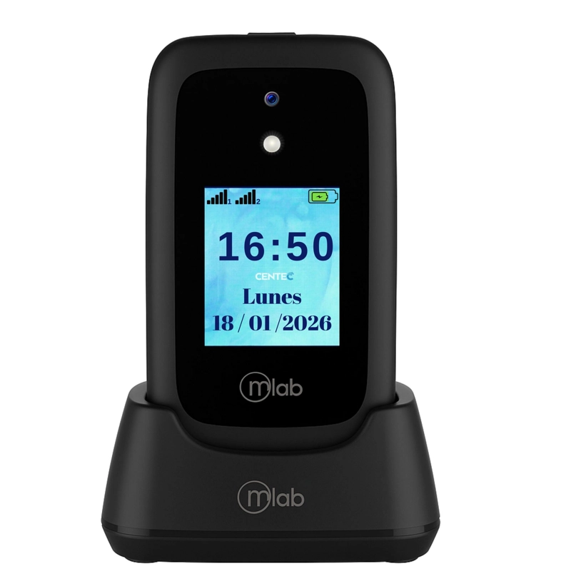 MLAB TELE FONO SENIOR ADULTO MAYOR 4G ALMEJA CON BASE DE  CARGA INALAMBRICA - NEGRO