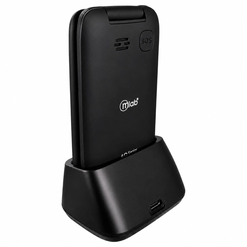 TELE FONO SENIOR ADULTO MAYOR 4G ALMEJA CON BASE DE  CARGA INALAMBRICA - NEGRO - 2