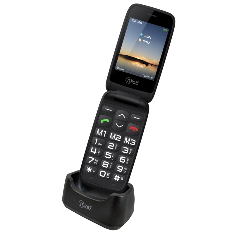 TELE FONO SENIOR ADULTO MAYOR 4G ALMEJA CON BASE DE  CARGA INALAMBRICA - NEGRO - 3