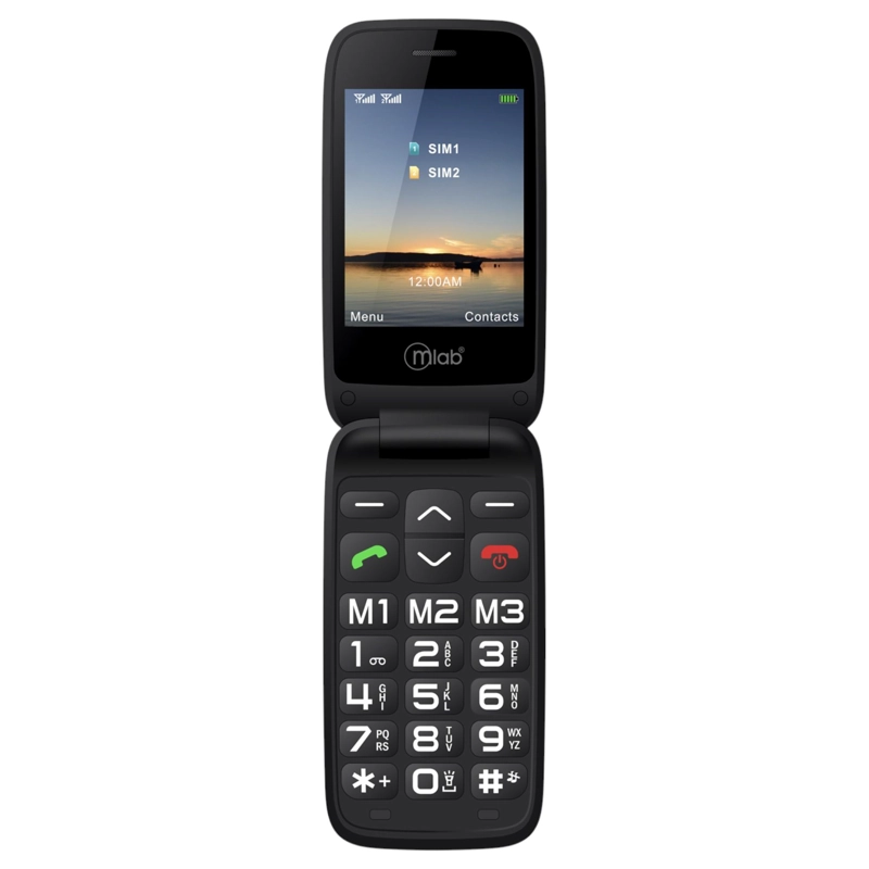 TELE FONO SENIOR ADULTO MAYOR 4G ALMEJA CON BASE DE  CARGA INALAMBRICA - NEGRO - 4