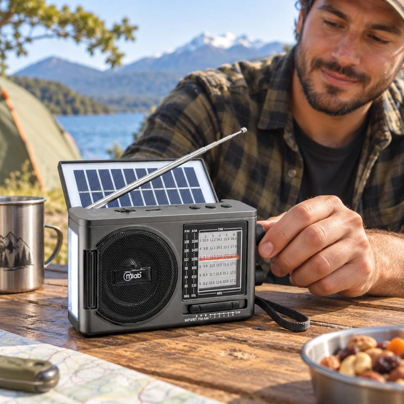 RADIO SOLAR RECARGABLE AM FM/ SW/ TF/ USB/ BT RETRO SUNSHINE - 8