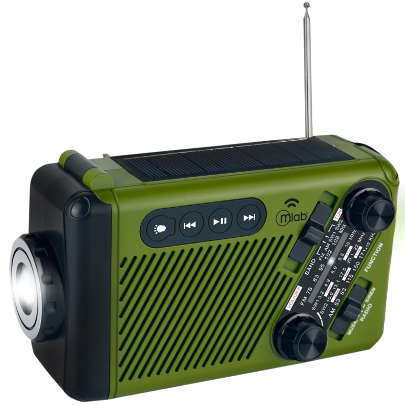RADIO DE EMERGENCIA SOLAR RECARGABLE + DINAMO AM/ FM/ SW/ BT GREEN EDITION - 1