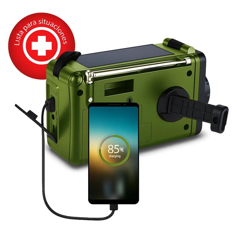 RADIO DE EMERGENCIA SOLAR RECARGABLE + DINAMO AM/ FM/ SW/ BT GREEN EDITION - 2