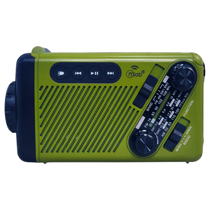 RADIO DE EMERGENCIA SOLAR RECARGABLE + DINAMO AM/ FM/ SW/ BT GREEN EDITION - 6