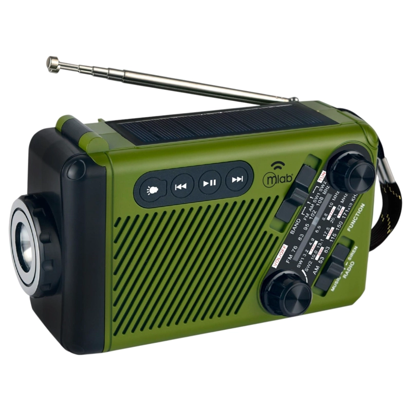 RADIO DE EMERGENCIA SOLAR RECARGABLE + DINAMO AM/ FM/ SW/ BT GREEN EDITION - 9