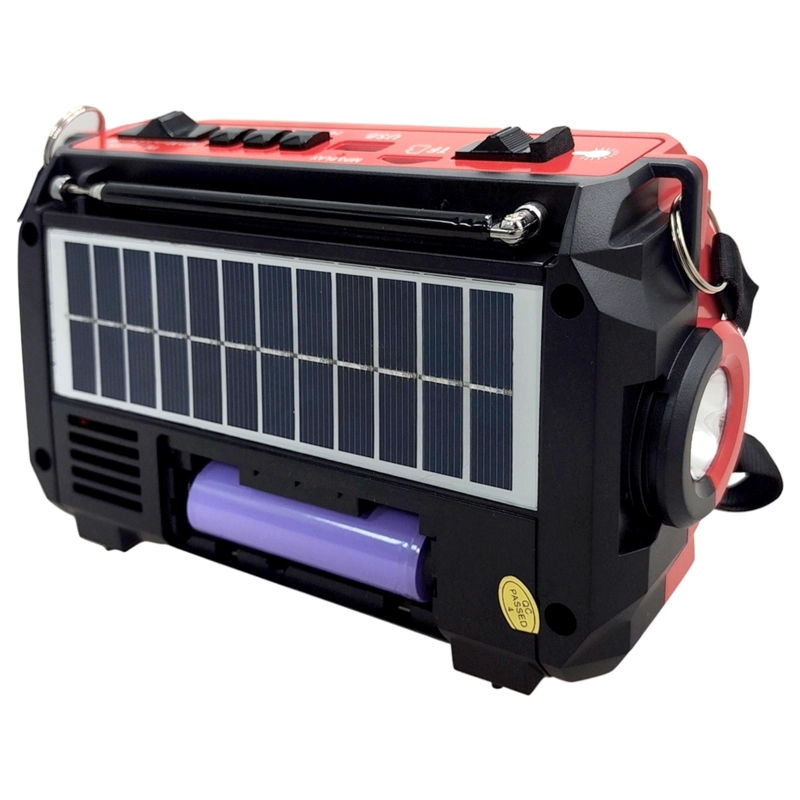 RADIO DE EMERGENCIA SOLAR RECARGABLE + DINAMO AM/ FM/ SW/ BT RED EDITION - 6