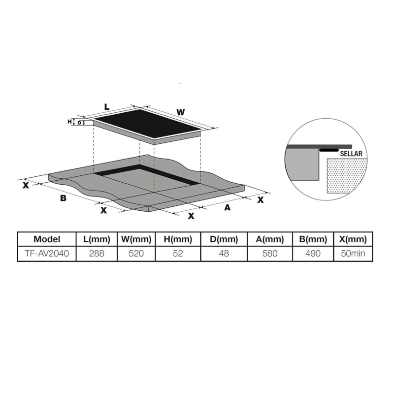 COCINA ELE CTRICA ENCIMERA DUAL VITROCERAMICA TOUCH 3200W SEC - 8