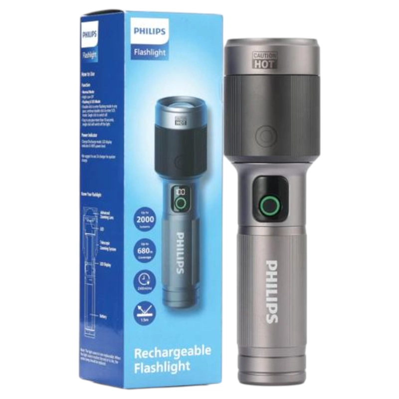 LINTERNA LED 60W HIGH POWER ZOOM ALUMINIUM USB-C RECARGABLE - 8