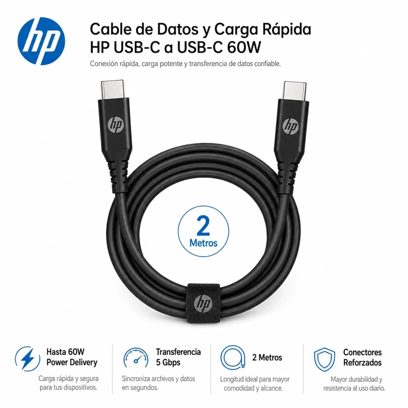 CABLE HP USB-C A USB-C POWER DELIVERY 60W HP 2 METROS - 7