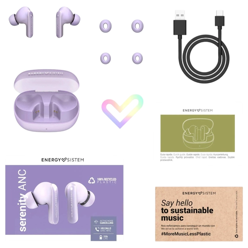 AUDIFONOS ENERGY SISTEM TWS SERENITY ANC VIOLET 25H AUTONOMY - 8