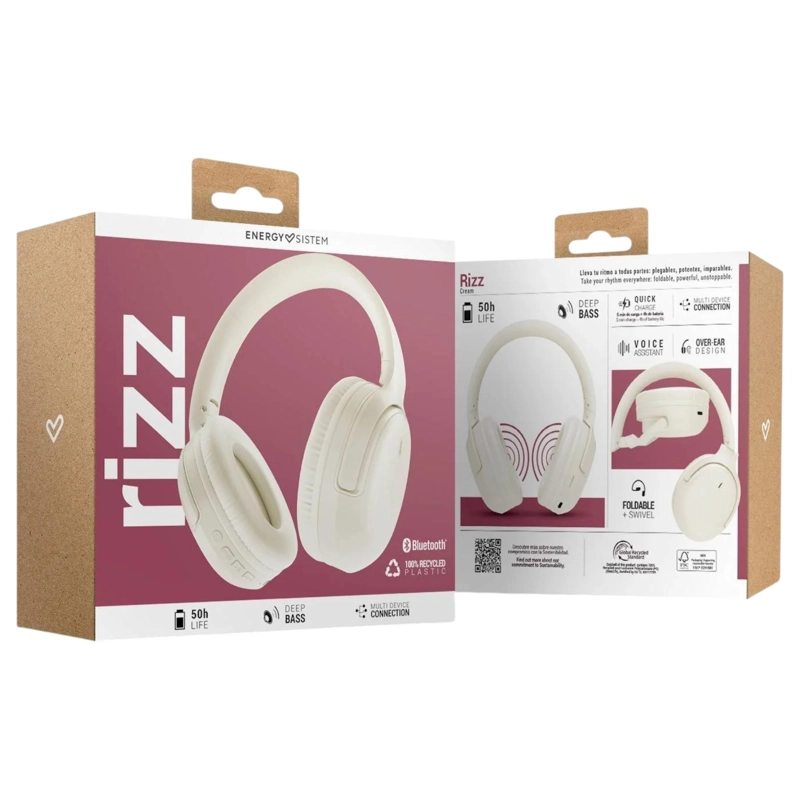 AUDIFONOS BLUETOOTH ENERGY SISTEM RIZZ FOLD CREAM DEEP BASS 50HRS - 7