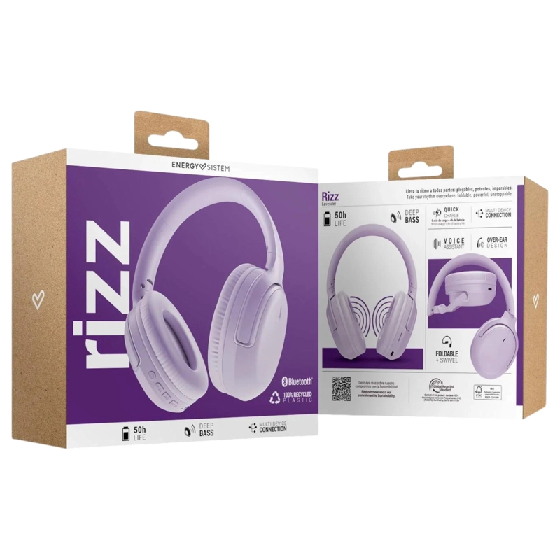 AUDIFONOS BLUETOOTH ENERGY SISTEM RIZZ FOLD VIOLET DEEP BASS 50 HRS - 7