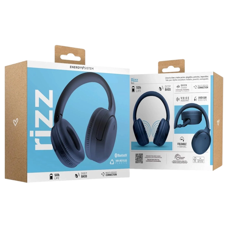 AUDIFONOS BLUETOOTH ENERGY SISTEM RIZZ FOLD NAVY DEEP BASS 50 HRS - 7