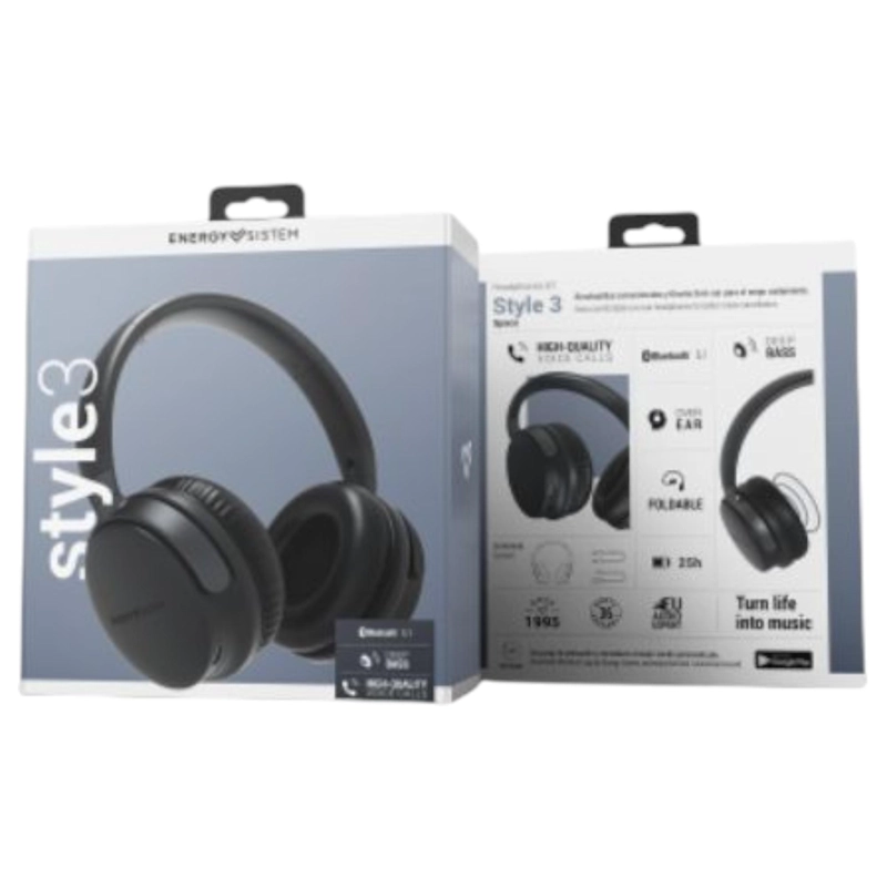 AUDIFONOS  BLUETOOTH ENERGY SISTEM STYLE 3 BLACK DEEP BASS 25HRS - 6