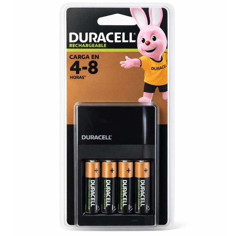 CARGADOR DE PILAS DURACELL  + 4 BATERIAS A A RECARGABLES - 1