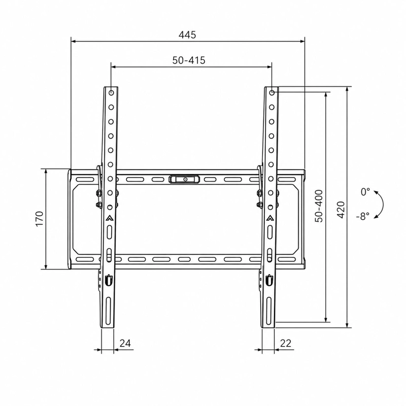 SOPORTE DE TV FIJO DE 26' A 65' 50KG MAX ACERO FORJADO BK56 - 6