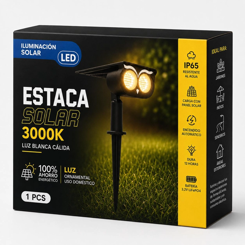LUMINARIA SOLAR CON ESTACA PARA JARDIN & PATIO IP65 3K /12HR - 2