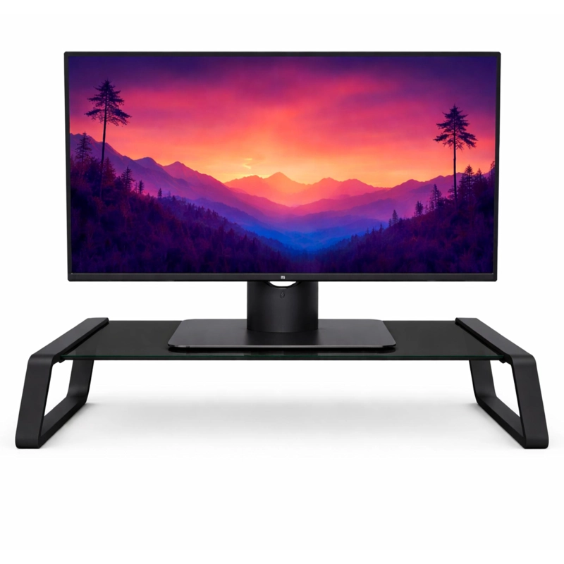 TRUST SOPORTE DE MONITOR TRUST MONTA PREMIUM TEMPERED GLASS BLACK