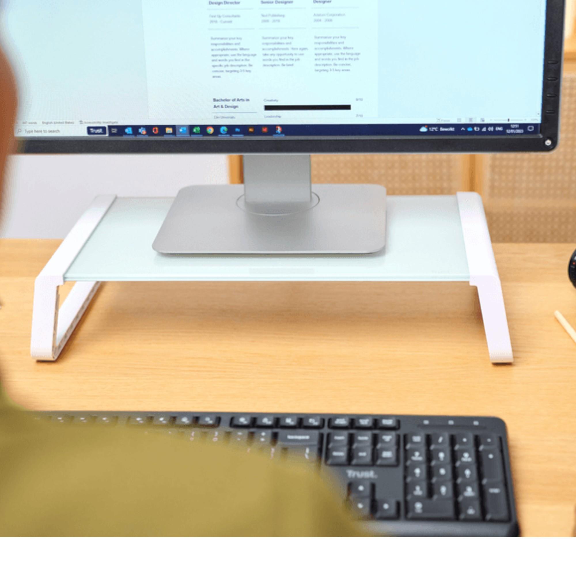 SOPORTE DE MONITOR TRUST MONTA PREMIUM TEMPERED GLASS WHITE - 5