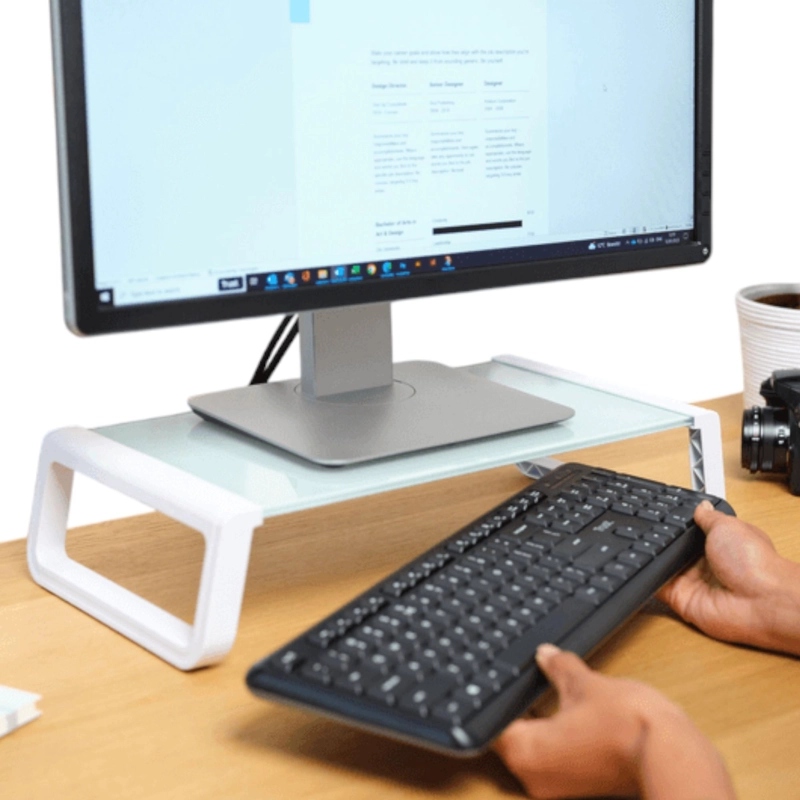 SOPORTE DE MONITOR TRUST MONTA PREMIUM TEMPERED GLASS WHITE - 7