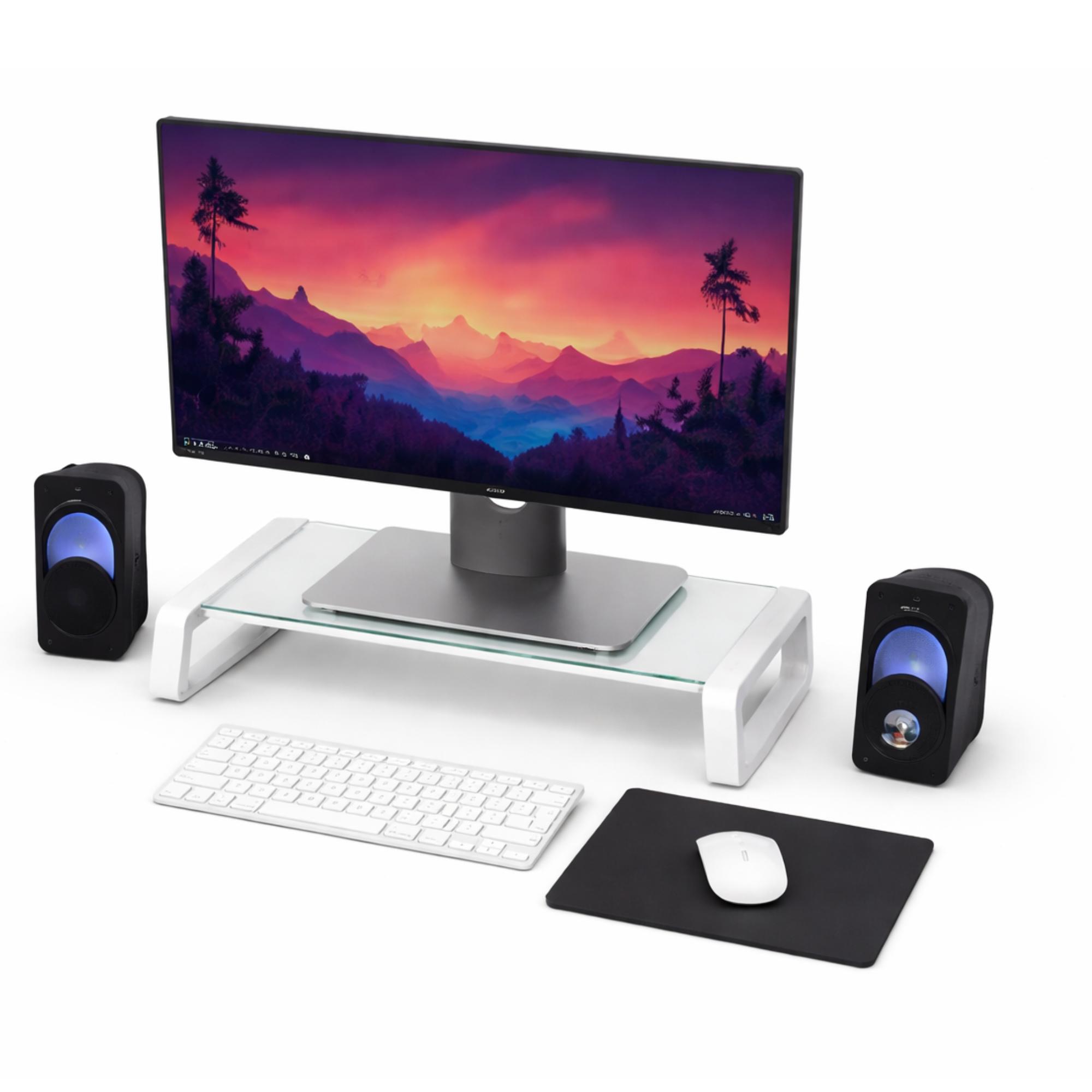 SOPORTE DE MONITOR TRUST MONTA PREMIUM TEMPERED GLASS WHITE - 8