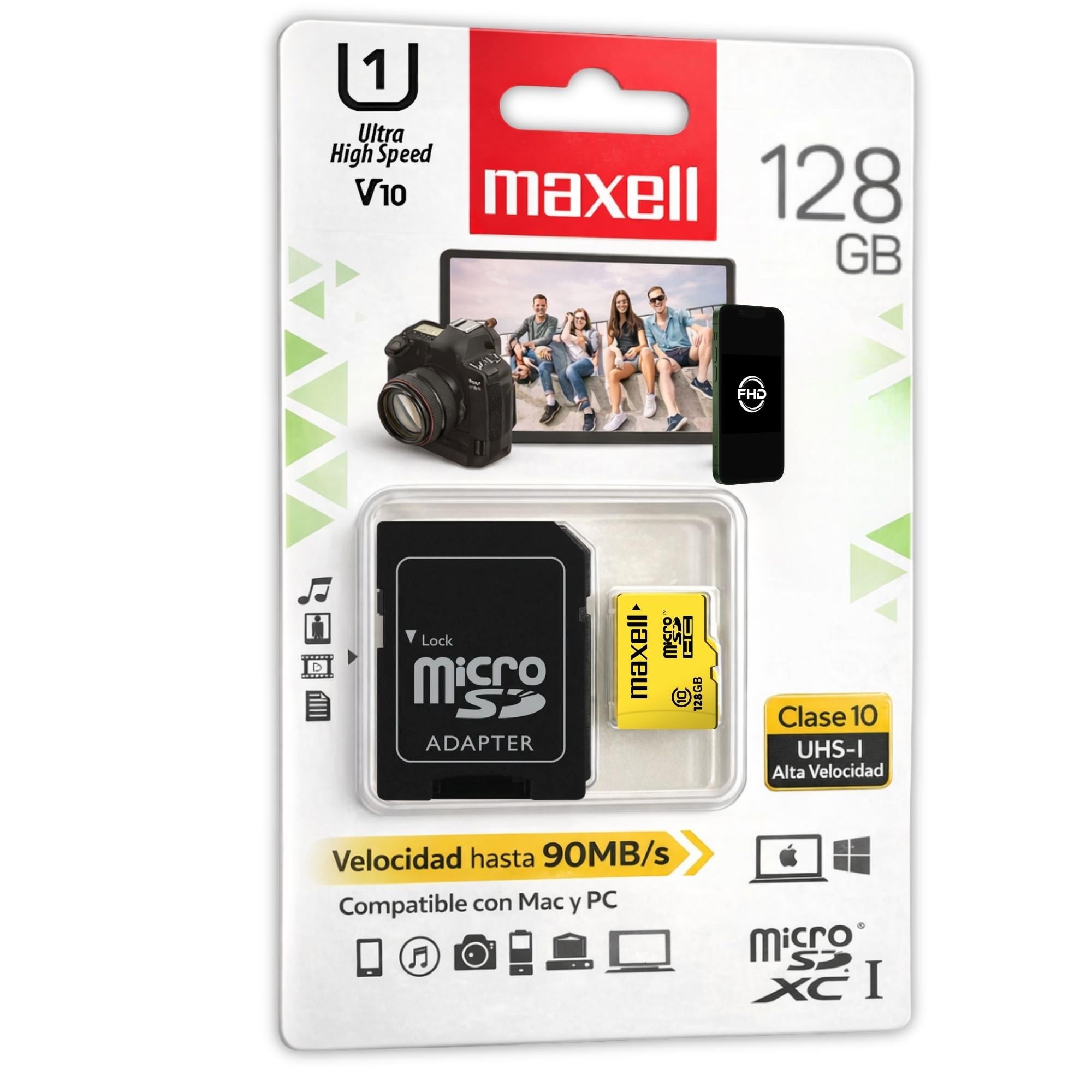 MEMORIA MICROSD MAXELL 128GB CLASE 10 HIGH SPEED UHS-1 - 1