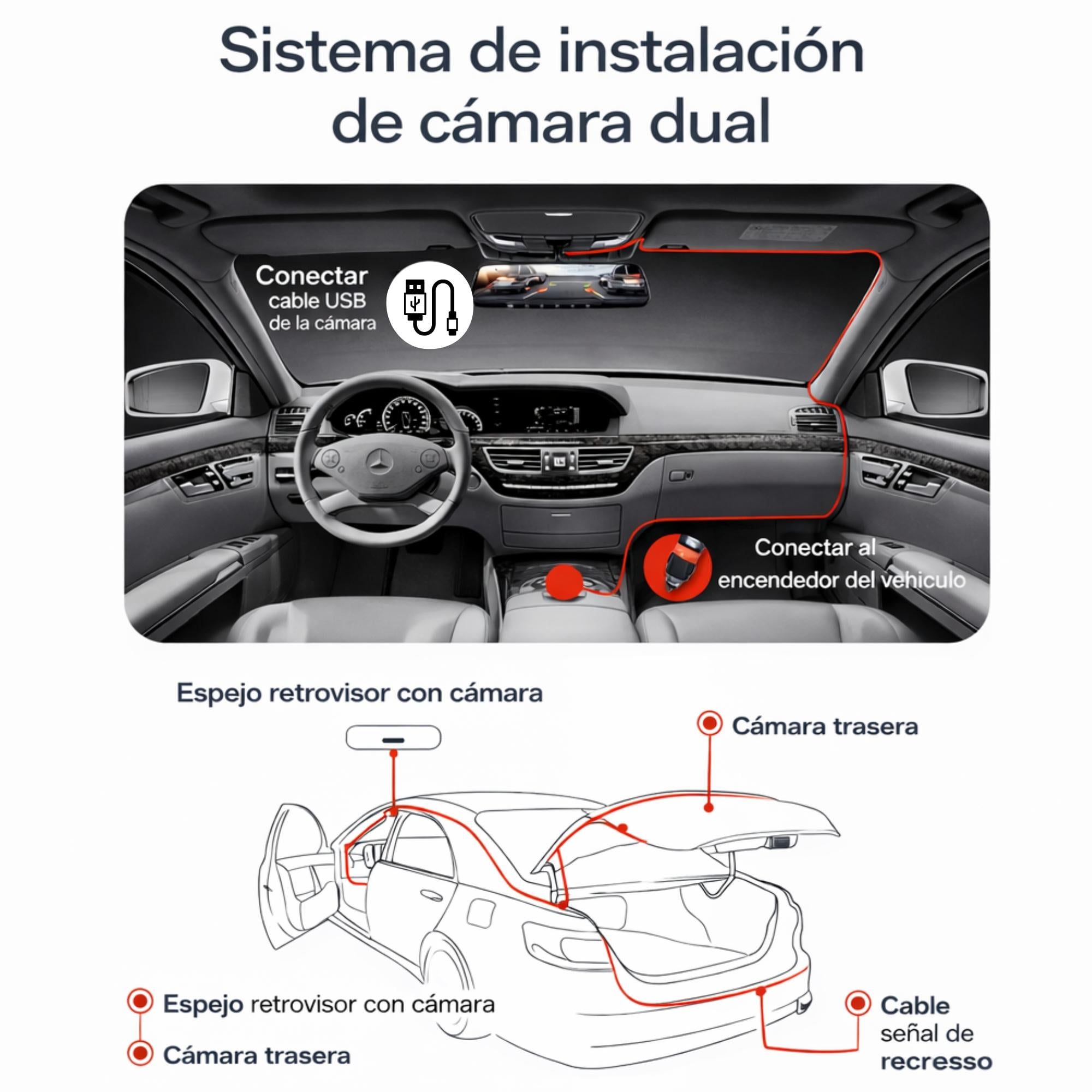 DASHCAM ESPEJO RETROVISOR DUAL CAMARA FRONTAL Y TRASERA FHD - 5