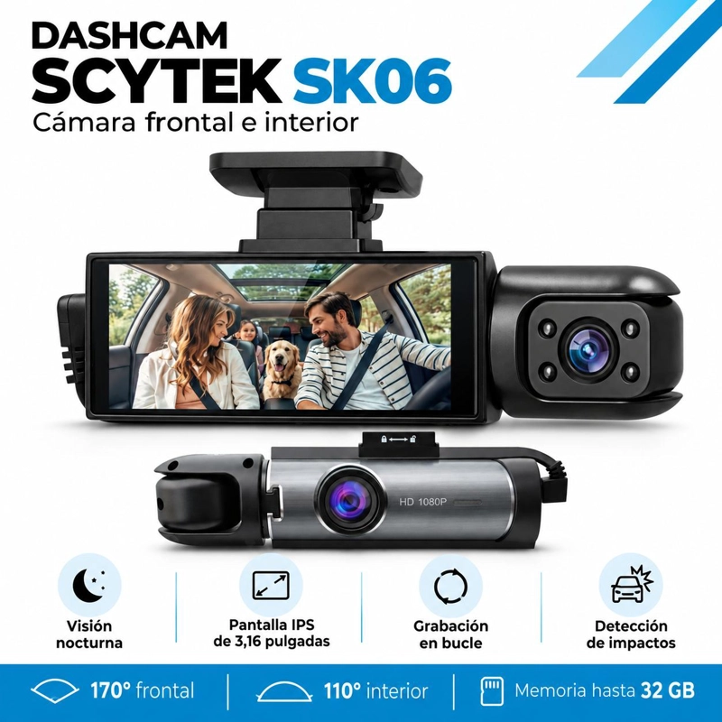 DASHCAM CAMARA FRONTAL E INTERIOR CON VISION NOCTURNA FHD - 7