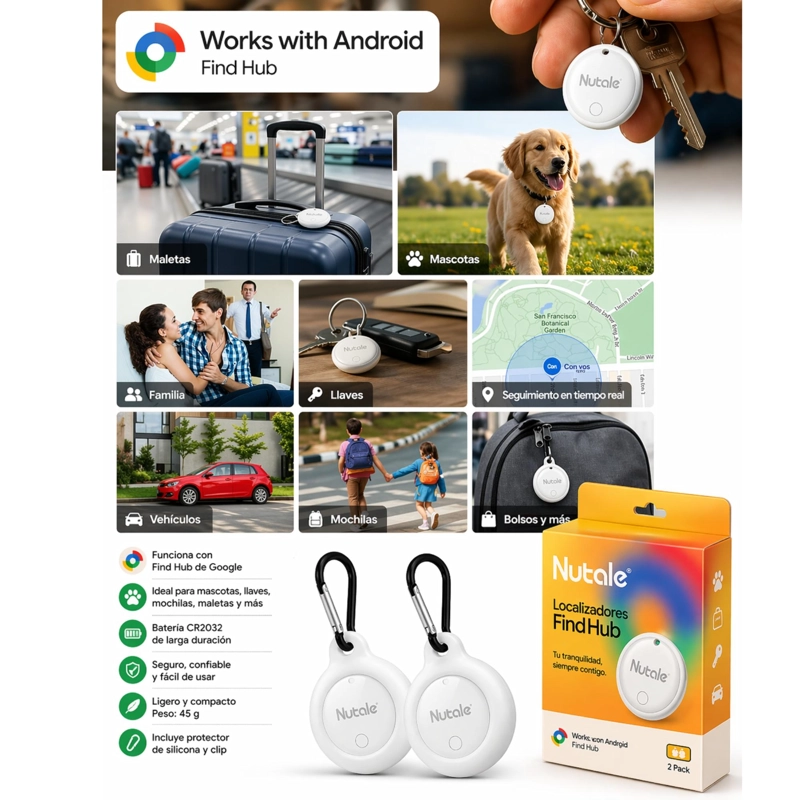 KIT DE 2 LOCALIZADORES GPS  PARA ANDROID FIND HUB GOOGLE - 7