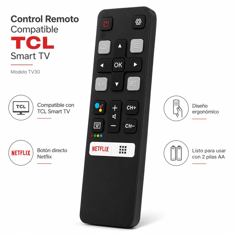CONTROL REMOTO PARA TCL SMART TV CON CONTROL DE VOZ - 5