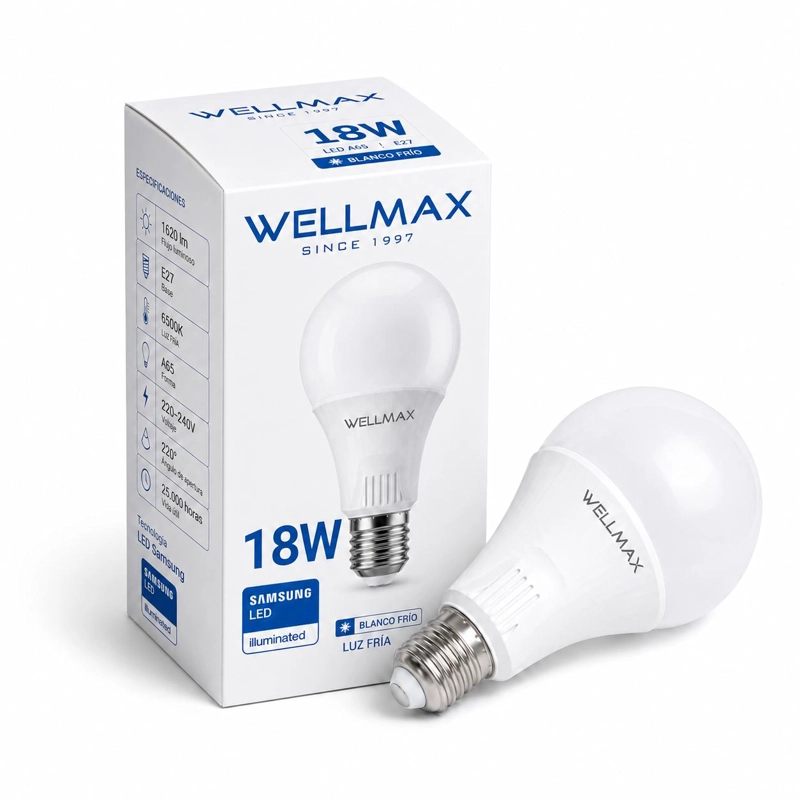 AMPOLLETA LED SAMSUNG WELLMAX 18W HIGH POWER LUMENS LUZ FRIA - 1