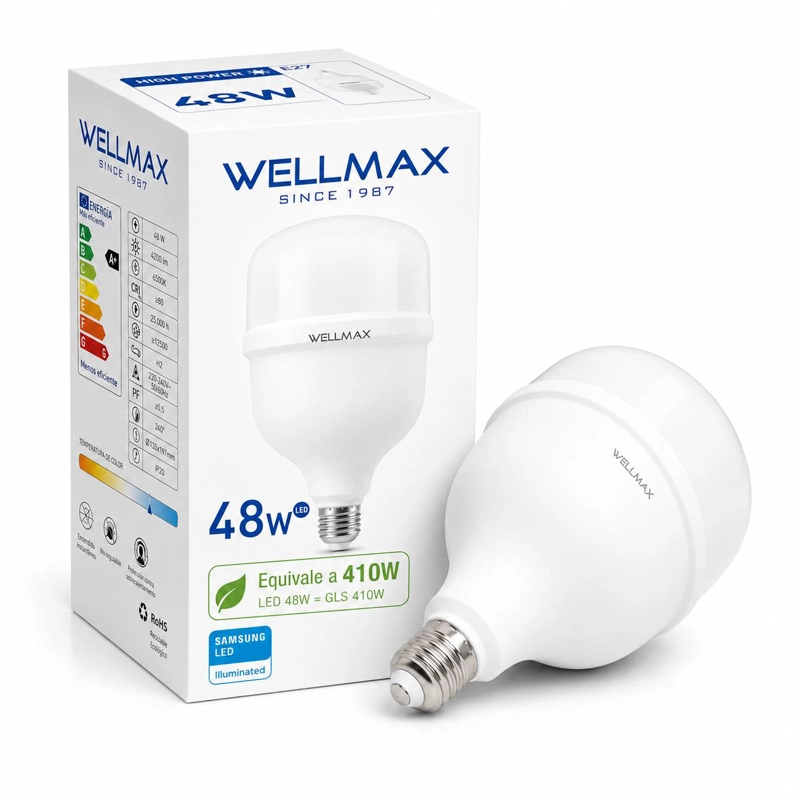 AMPOLLETA LED HAMMER 48W LUZ FRIA E27 CON CHIP LED SAMSUNG - 1