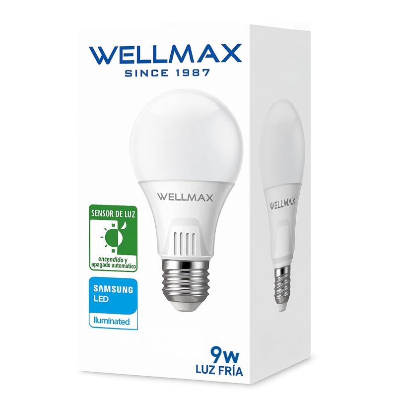 AMPOLLETA LED WELLMAX 9W SENSOR LUZ AUTOMATICO - 3