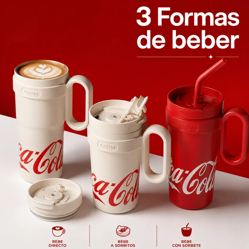 VASO TE RMICO GERM COCA-COLA 1100ML RED ACERO INOXIDABLE - 8