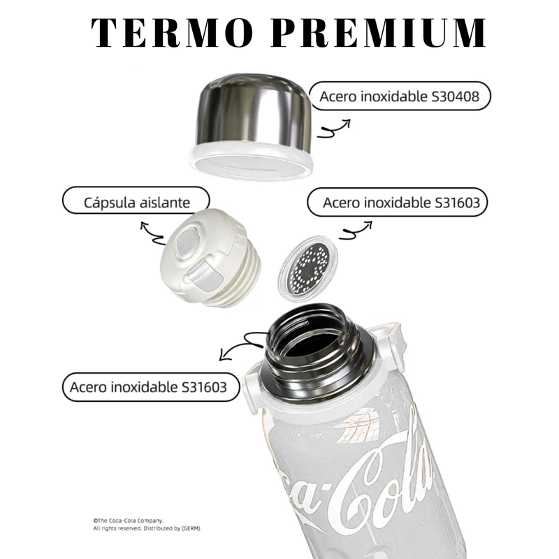 TERMO GERM DE ACERO INOXIDABLE COCA-COLA 1.2L WHITE EDITION - 8