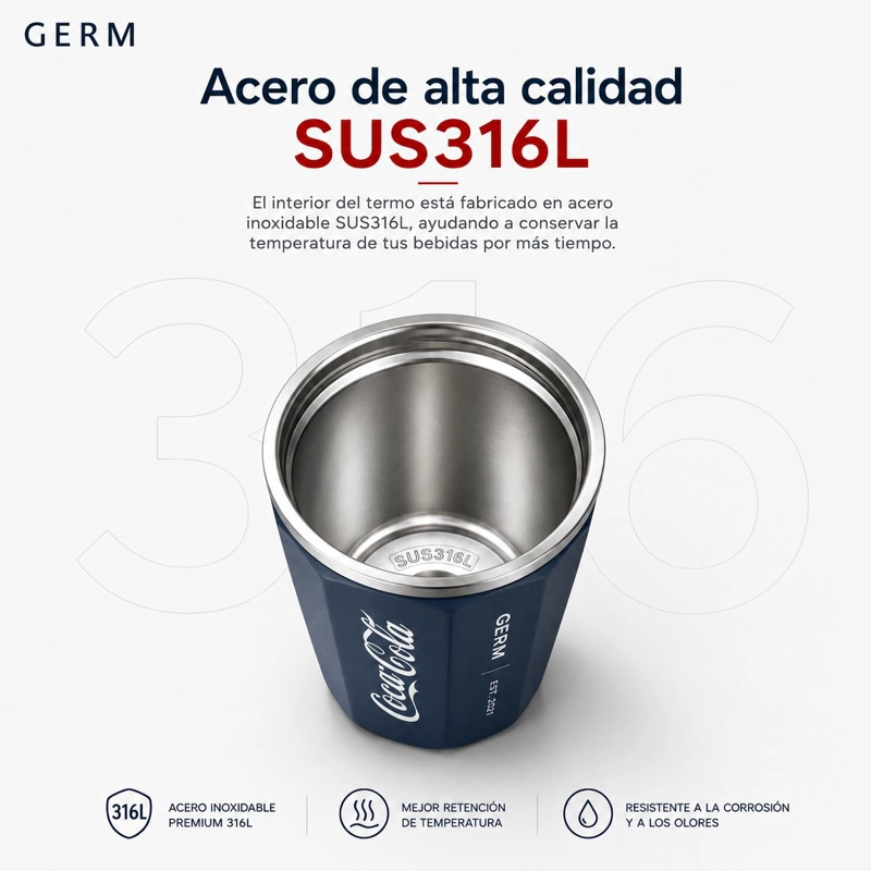 VASO TERMICO MUG GERM COCA-COLA ACERO INOXIDABLE 390ML NAVY - 8
