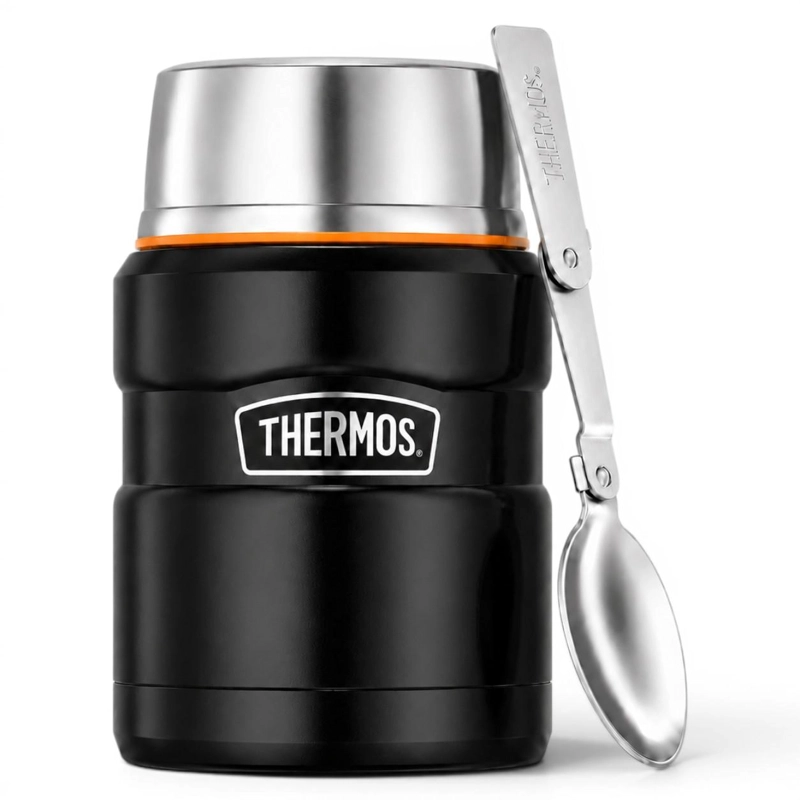 TERMO DE COMIDA PREMIUM INOX THERMOS KING  470ML NEGRO - 1