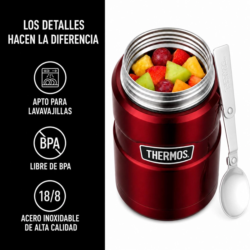 TERMO DE COMIDA PREMIUM INOX THERMOS KING  470ML ROJO - 9