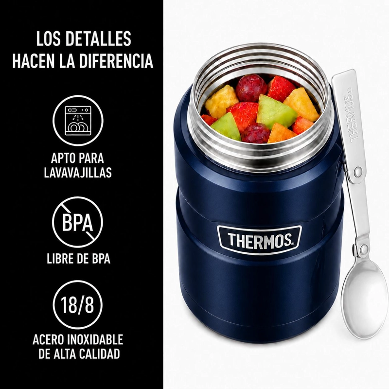 TERMO DE COMIDA PREMIUM INOX THERMOS KING  470ML NAVY - 9