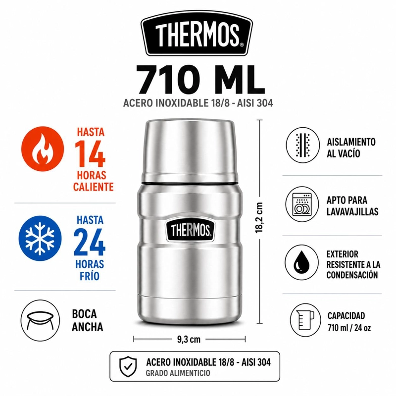TERMO DE COMIDA INOX THERMOS KING  700ML MATT NAVY - 7