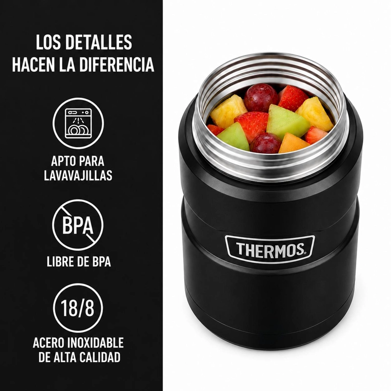 TERMO DE COMIDA INOX THERMOS KING  700ML  NEGRO - 9