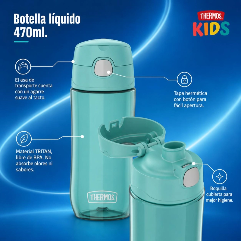 BOTELLA DE HIDRATACION DEPORTIVA THERMOS TRITAN 470ML AQUA - 4