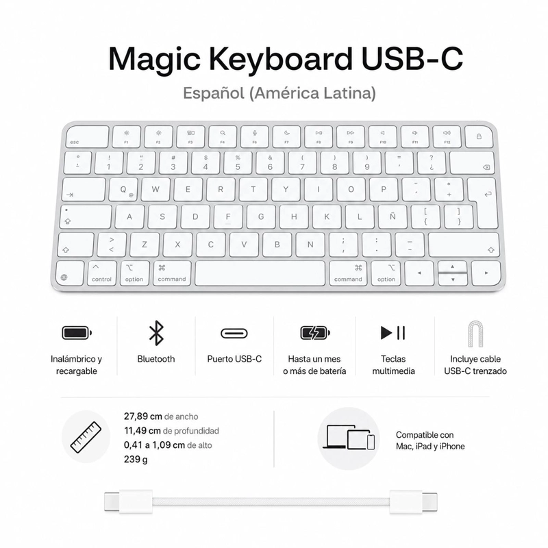 TECLADO APPLE MAGIC WHIE EDITION  ESPAÑOL LATIOAMERICA - 7