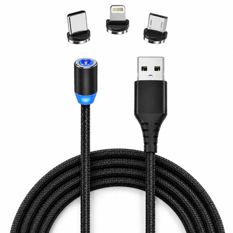 TECNOLAB CABLE DE CARGA MAGNETICO (3 EN 1) USB-C / MICRO / LIGHTNING
