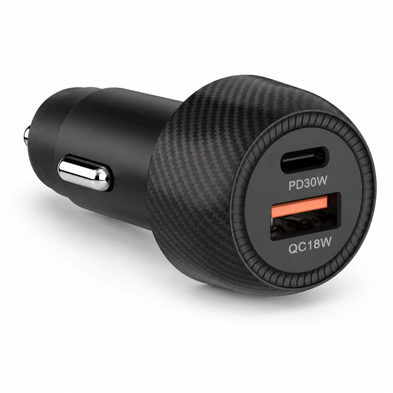 CARGADOR PARA AUTO DUAL 48W USB-C + USB-A CARGA ULTRA RAPIDA - 1