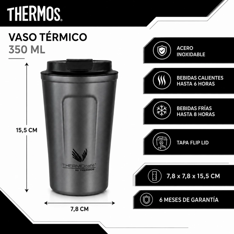 VASO TERMIGO MUG THERMOS DARK GRAY  ACERO INOXIDABLE 350ML - 8