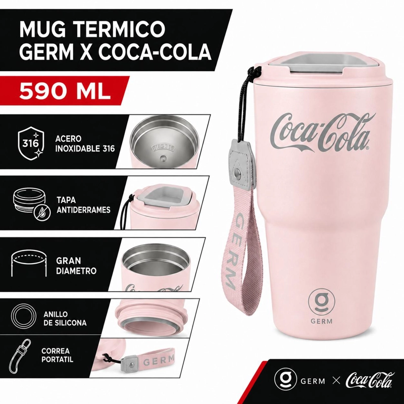 VASO TE RMICO MUG GERM INOX COCA-COLA 590ML PINK EDITION - 6